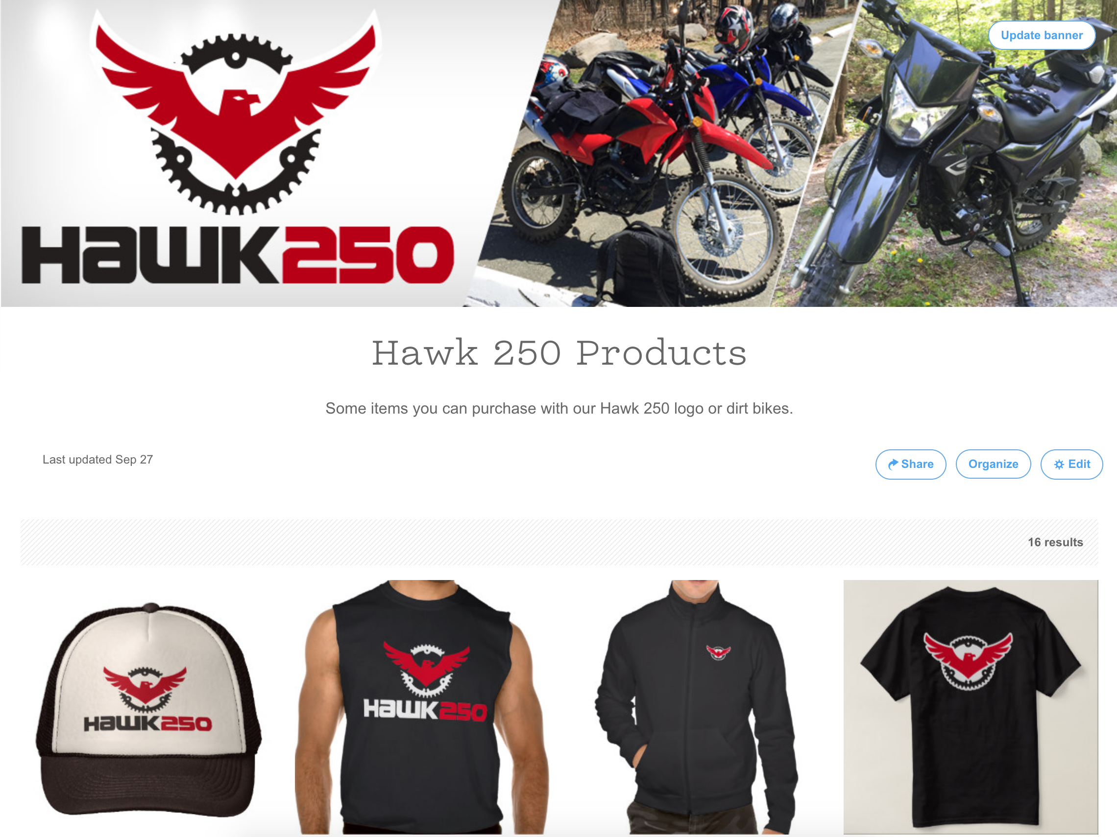New Zazzle Shop for Hawk 250 Apparel and Accessories