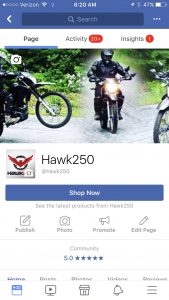 Join Hawk 250 on Facebook